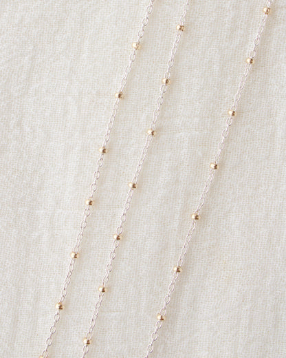 1.2mm Satellite Silver Chain with 2mm Gold Filled Beads, M198