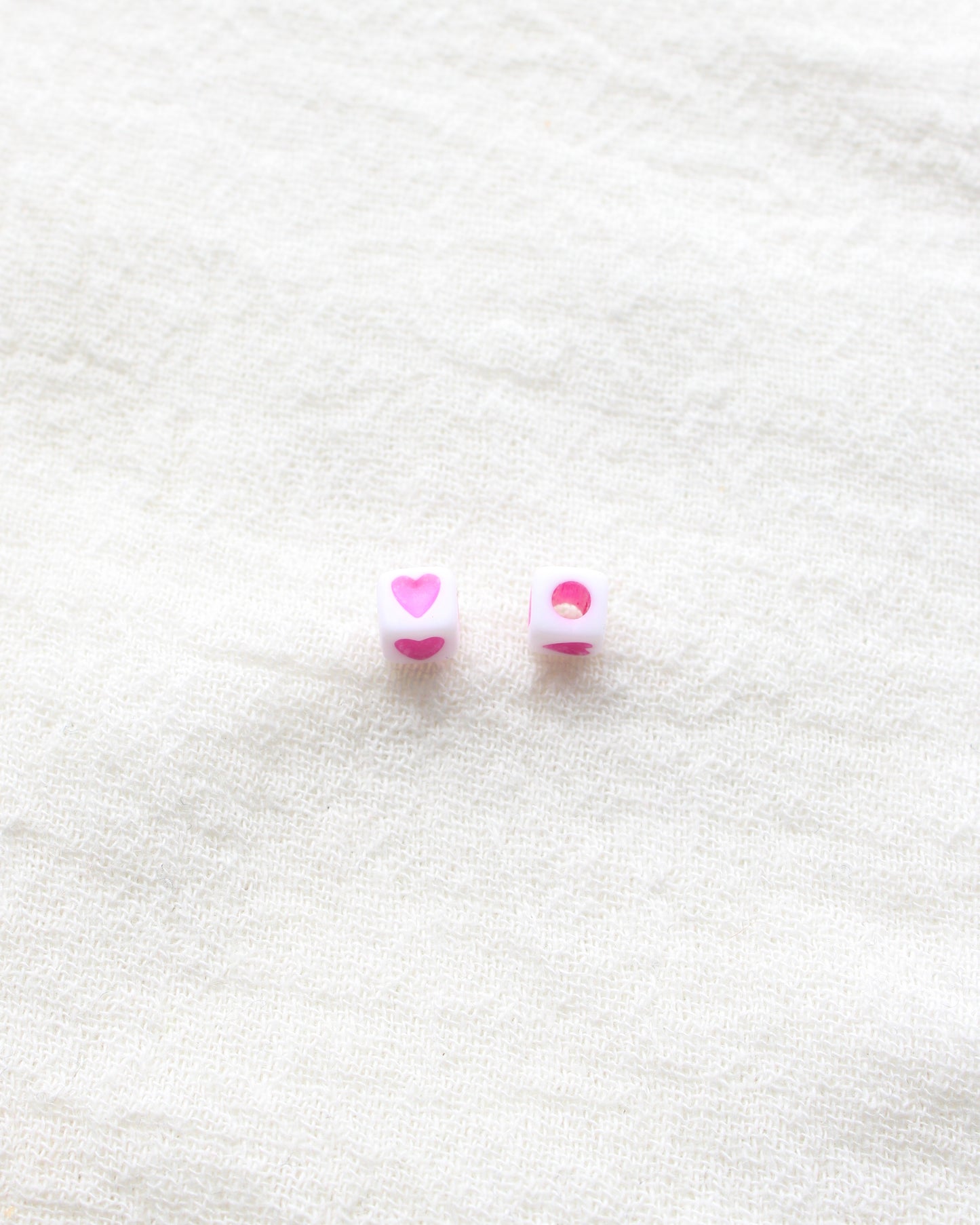 4mm Square Pink Heart Beads,  BD01