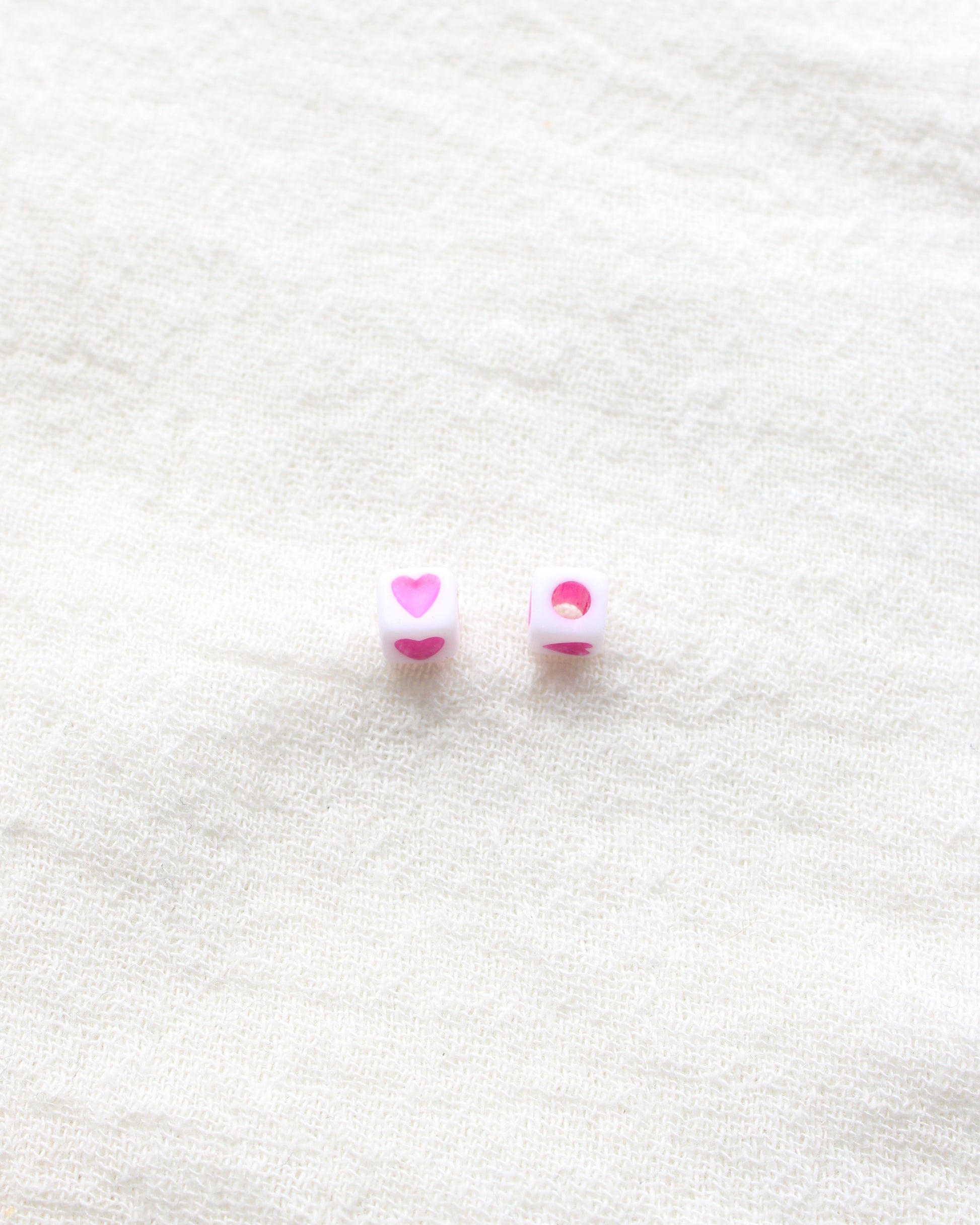 4mm Square Pink Heart Beads,  BD01