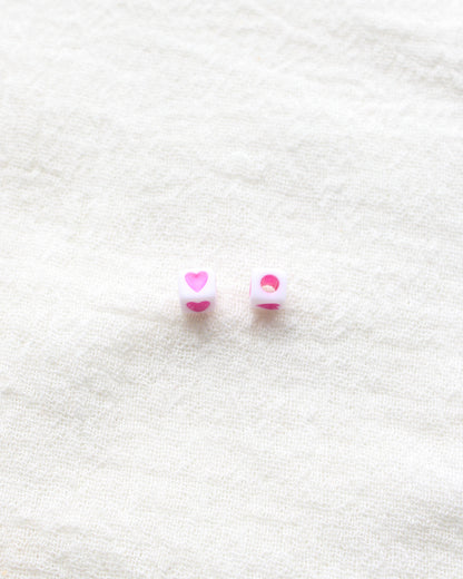 4mm Square Pink Heart Beads,  BD01