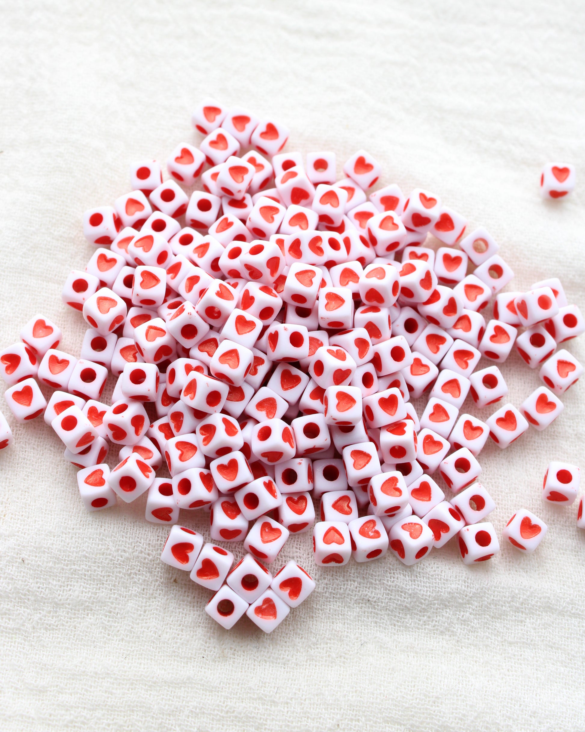 4mm Square Red Heart Beads,  BD01