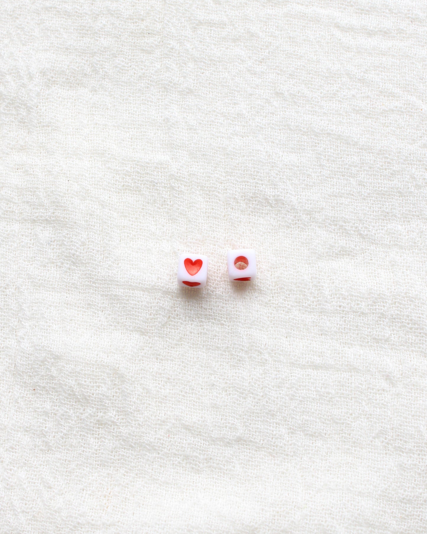 4mm Square Red Heart Beads,  BD01