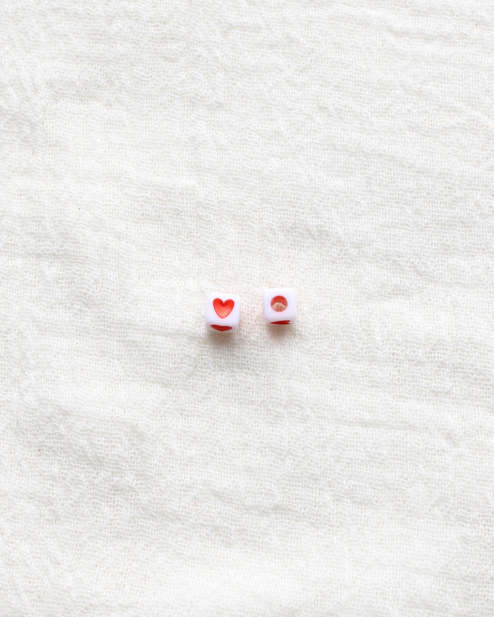 4mm Square Red Heart Beads,  BD01