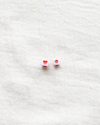 4mm Square Red Heart Beads,  BD01