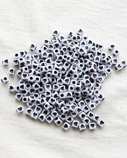 4mm Square Black Heart Beads, BD01