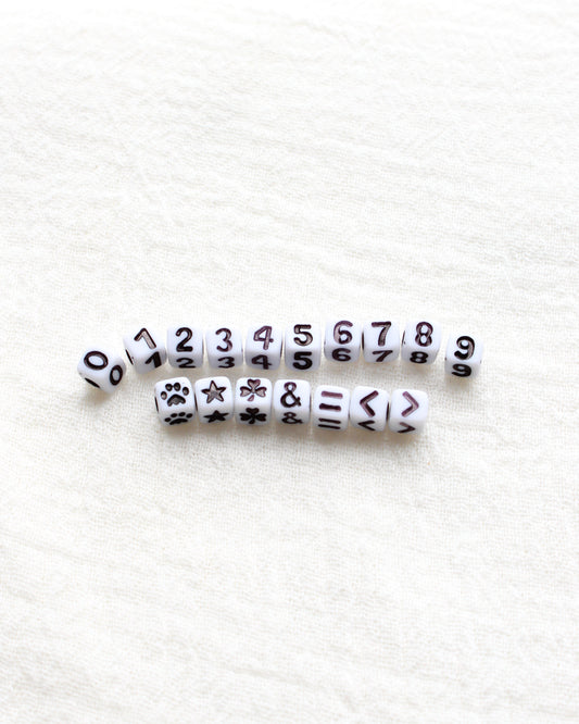 4mm Square Assorted Symbols Beads,  BD01