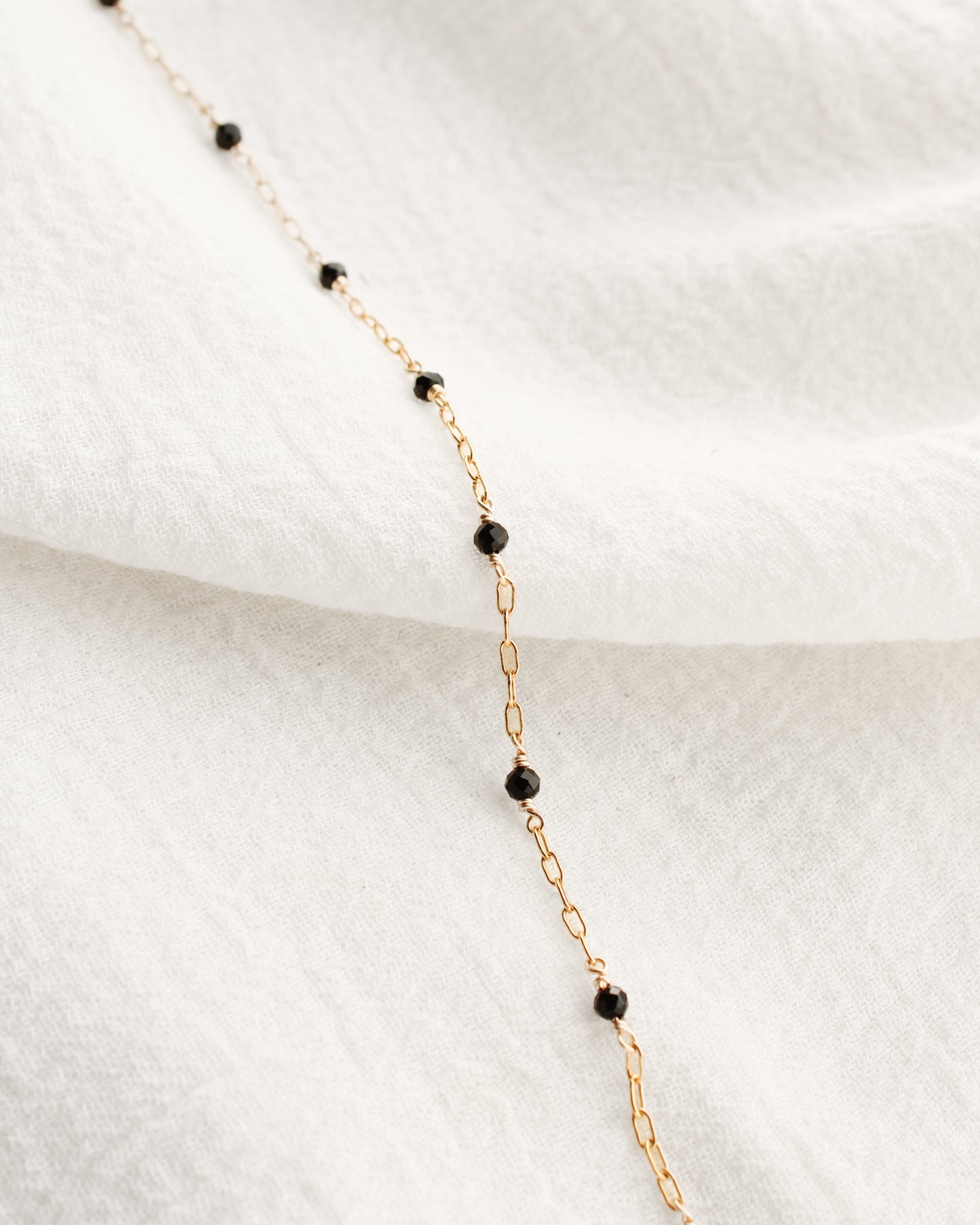 1.6mm Paperclip Chain with Genuine Black Onyx, G238