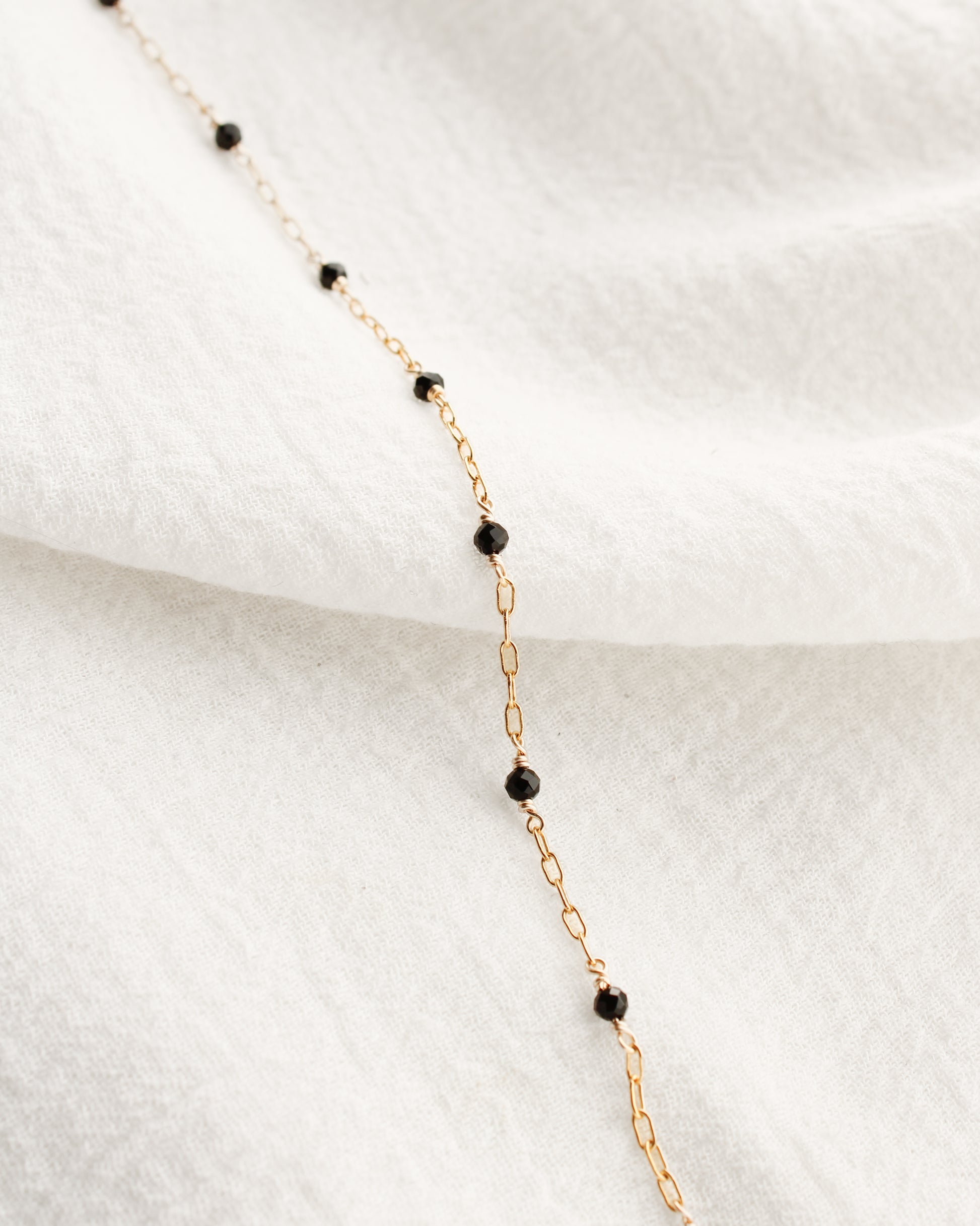 1.6mm Paperclip Chain with Genuine Black Onyx, G238