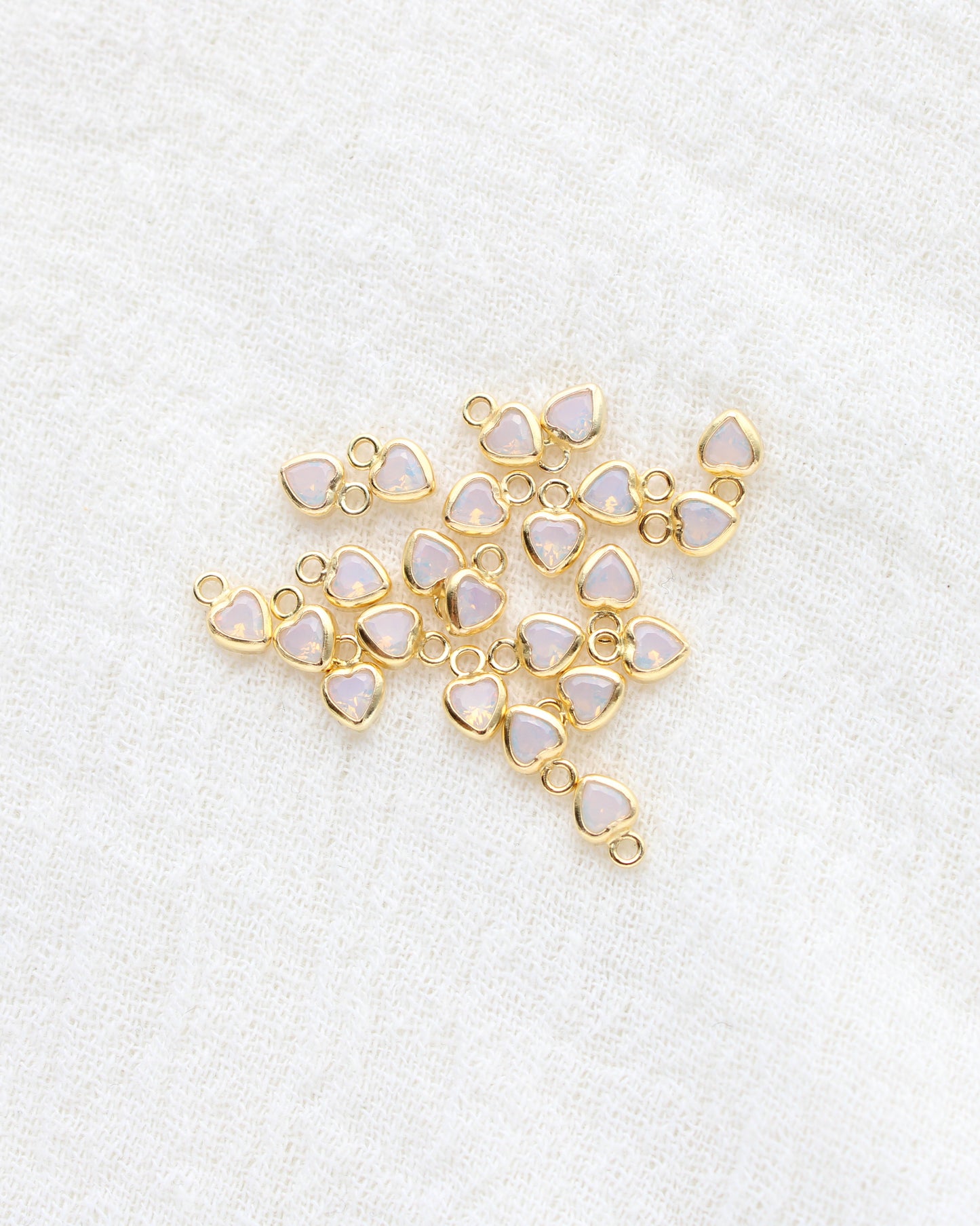 3mm White Opal Heart Bezel Charm, CH276