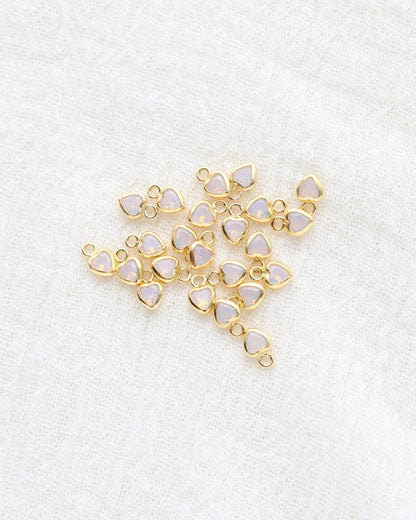 3mm White Opal Heart Bezel Charm, CH276