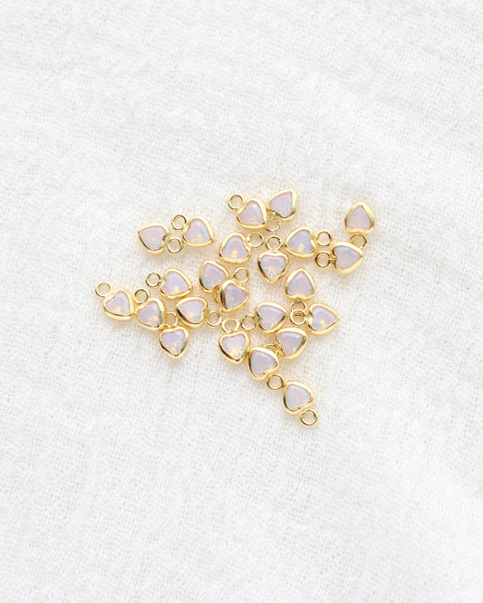 3mm White Opal Heart Bezel Charm, CH276