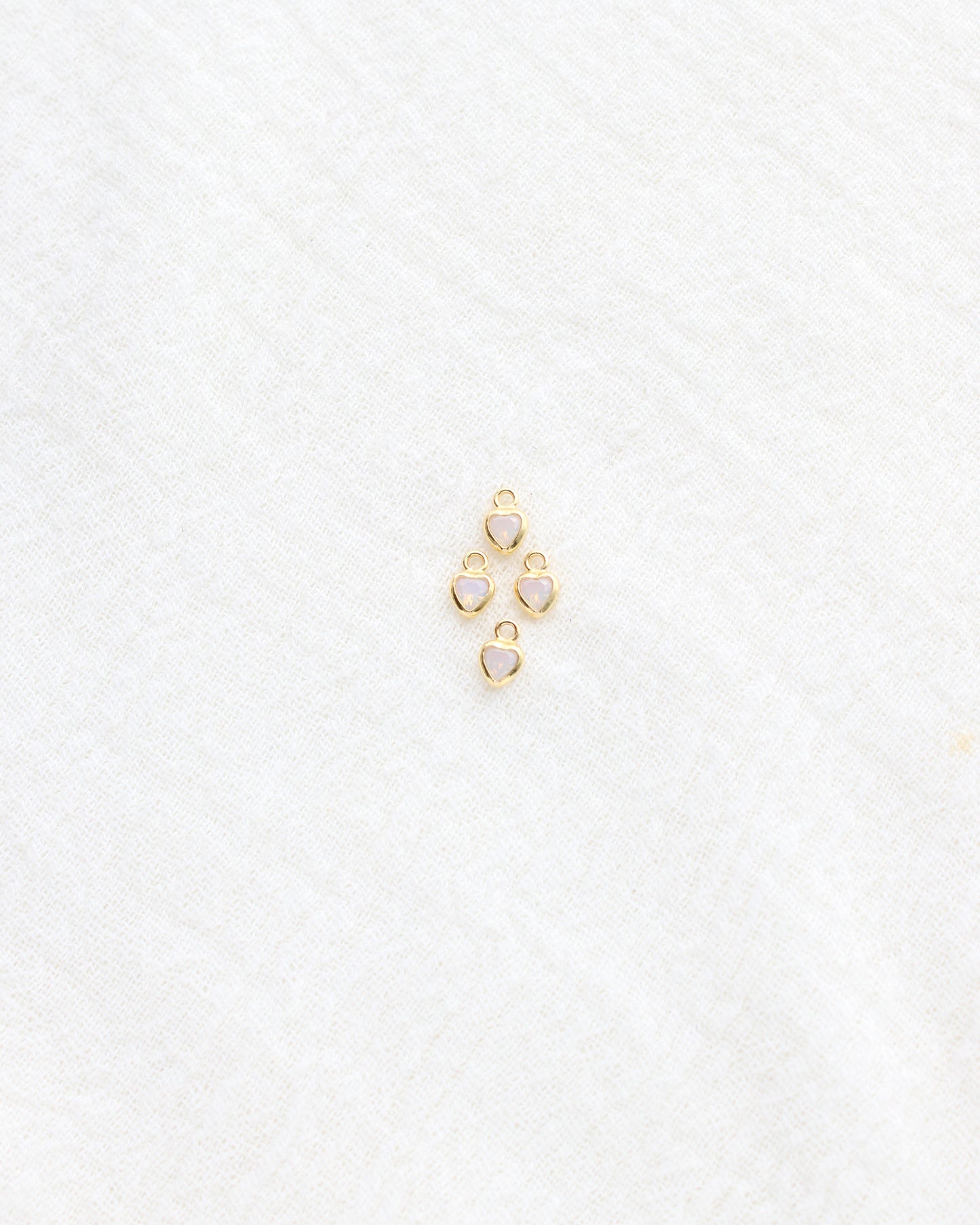 3mm White Opal Heart Bezel Charm, CH276