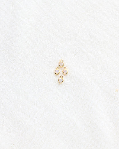 3mm White Opal Heart Bezel Charm, CH276
