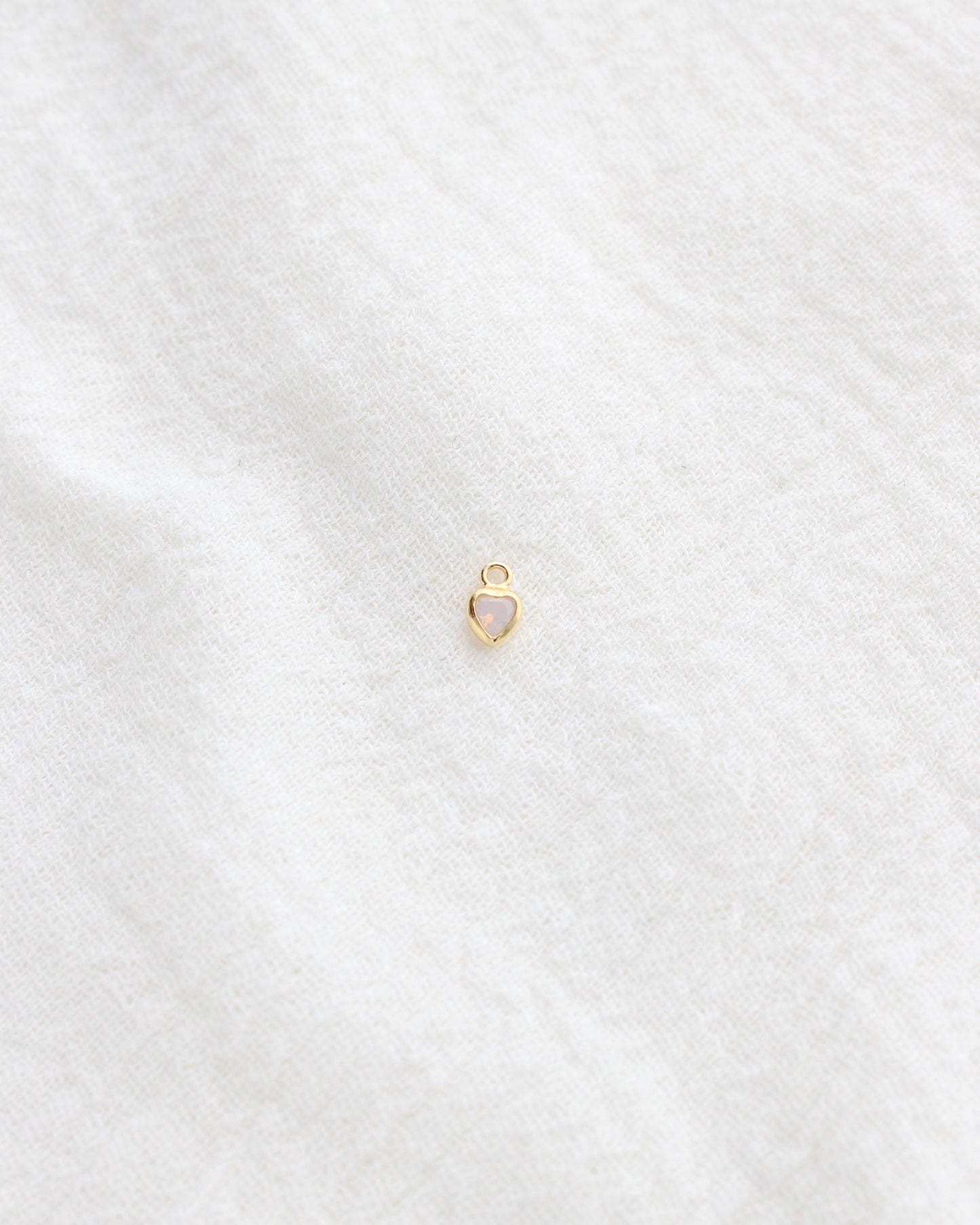 3mm White Opal Heart Bezel Charm, CH276