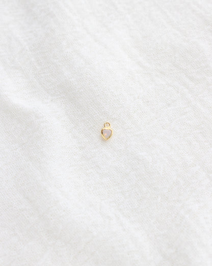 3mm White Opal Heart Bezel Charm, CH276