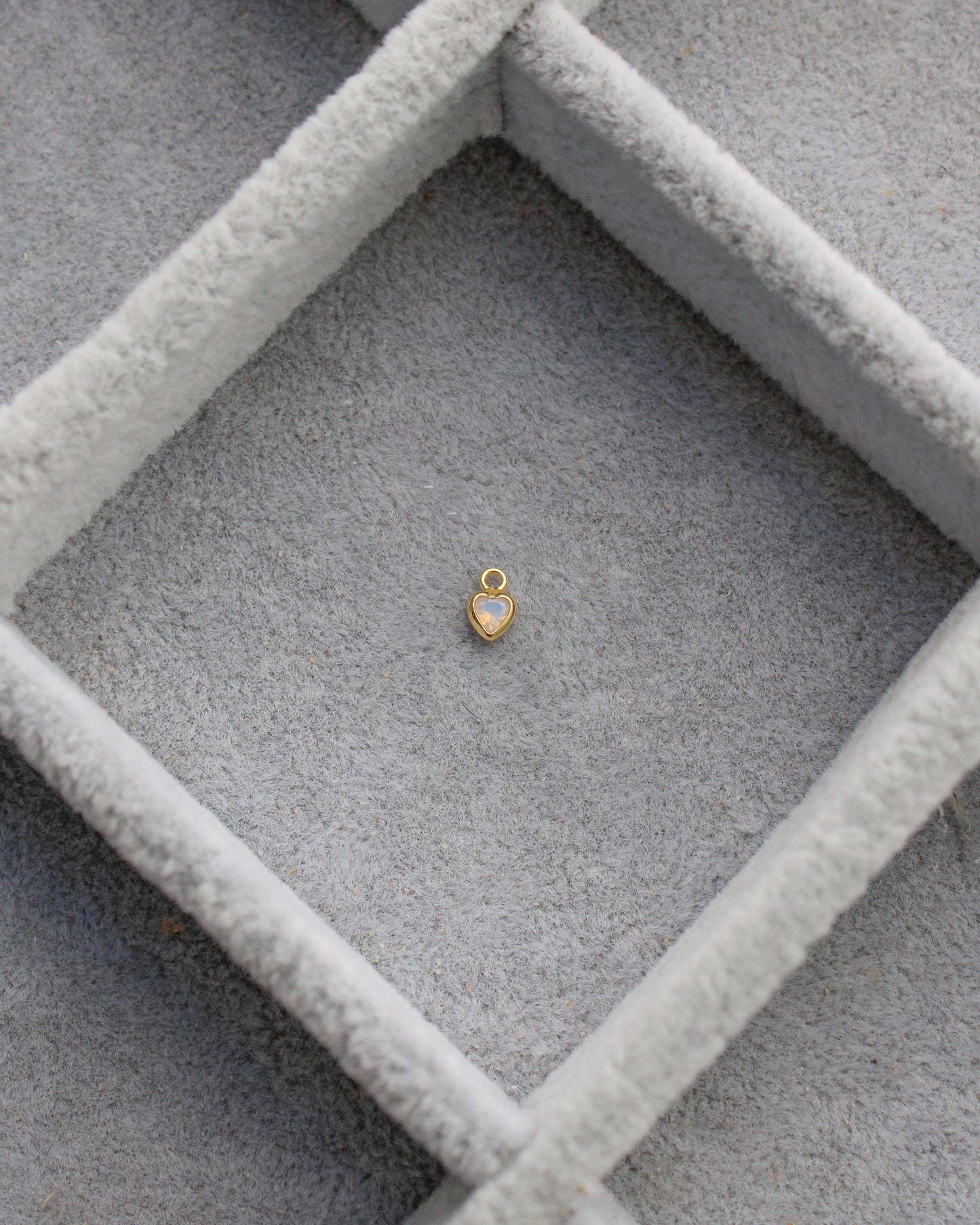 3mm White Opal Heart Bezel Charm, CH276