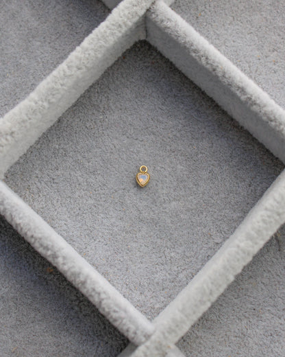 3mm White Opal Heart Bezel Charm, CH276