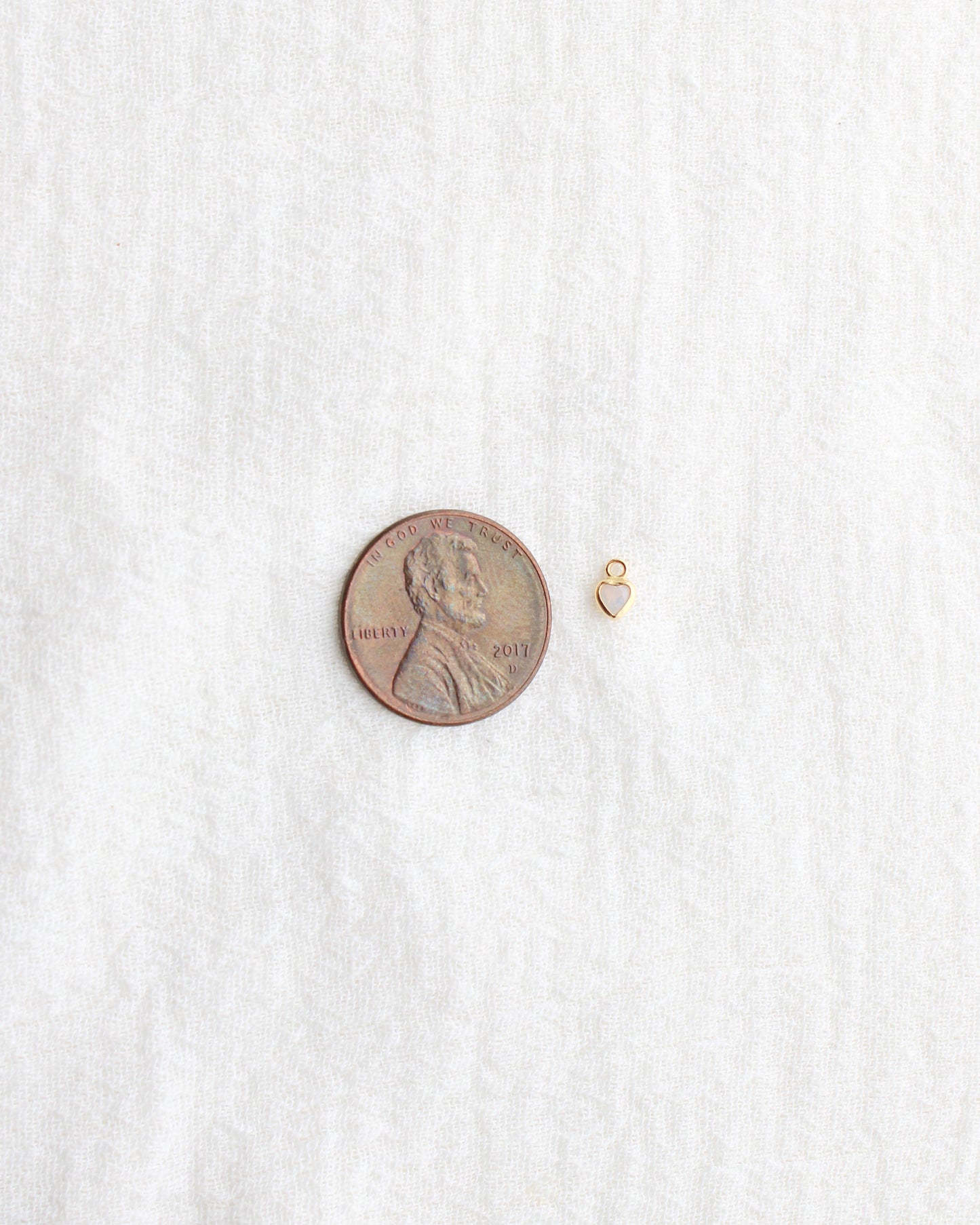 3mm White Opal Heart Bezel Charm, CH276