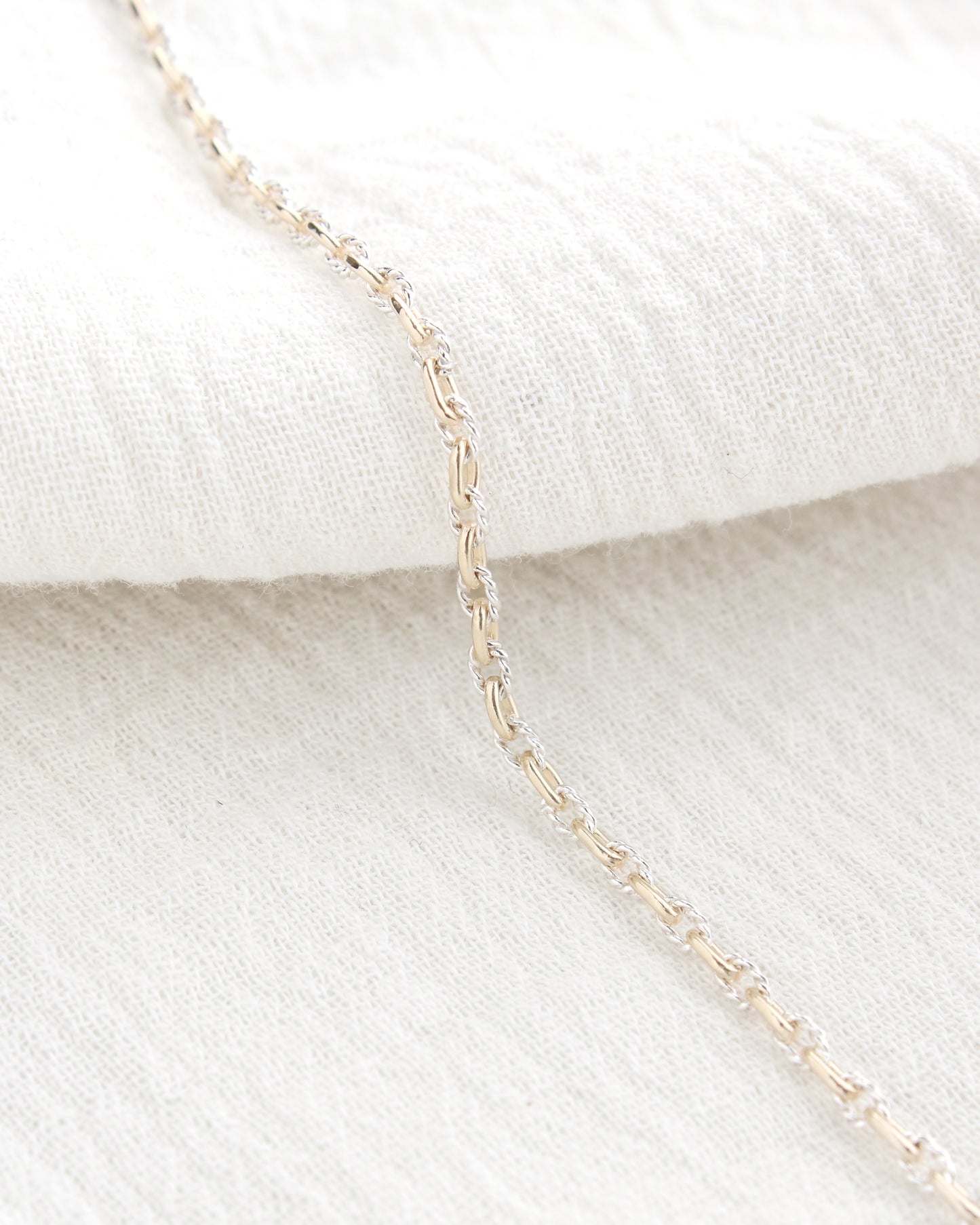 2.2mm Alternate Twisted Mixed Metal Paperclip Chain, M250