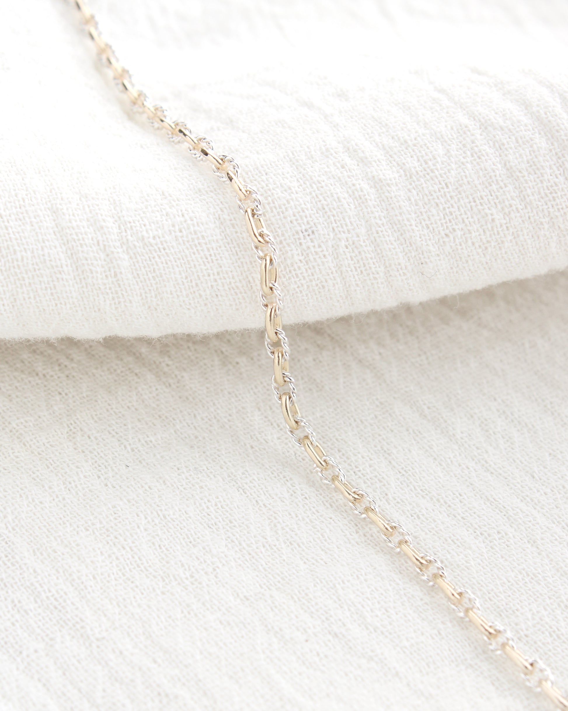2.2mm Alternate Twisted Mixed Metal Paperclip Chain, M250