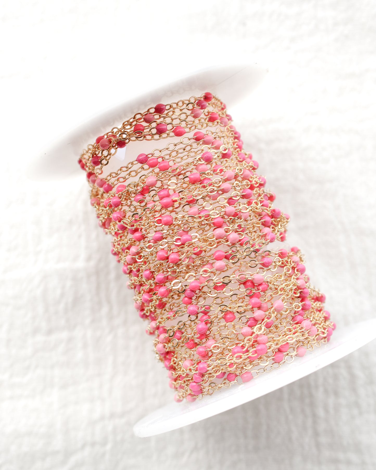 1.6mm Flat Cable Chain with Multi Pink Enamel Dots, G206