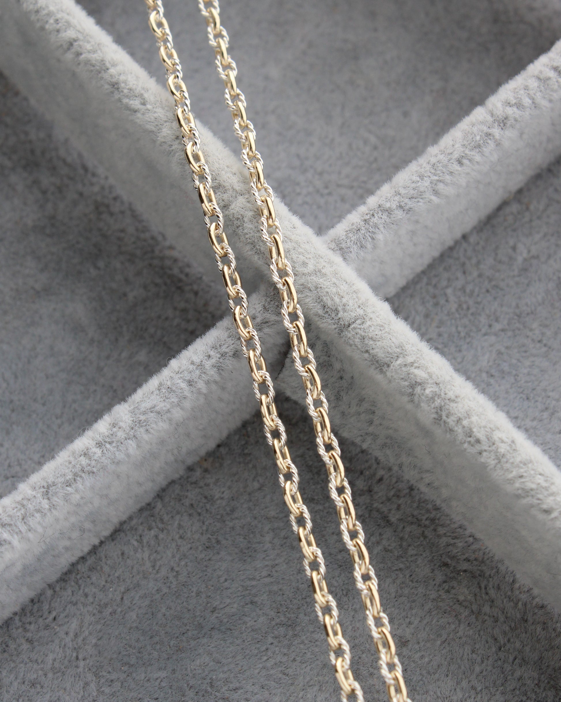2.2mm Alternate Twisted Mixed Metal Paperclip Chain, M250