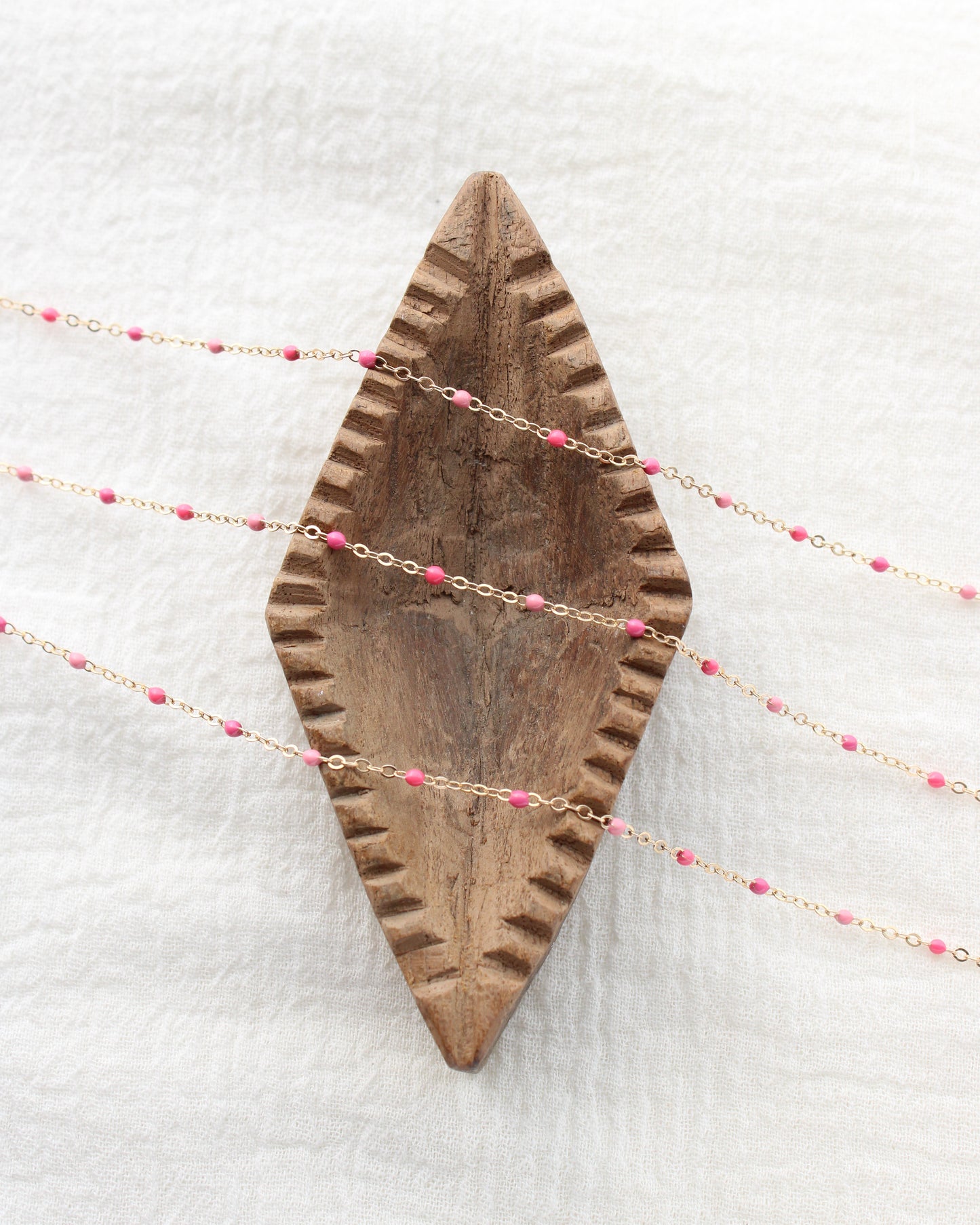 1.6mm Flat Cable Chain with Multi Pink Enamel Dots, G206