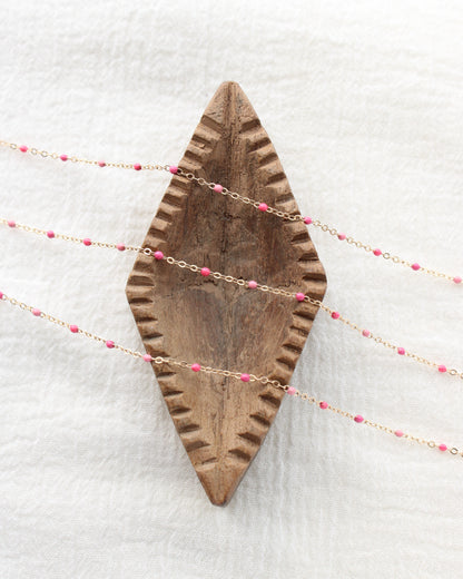 1.6mm Flat Cable Chain with Multi Pink Enamel Dots, G206