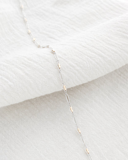 2.6mm Alternate Diamond and Oval Mixed Metal Chain, M255