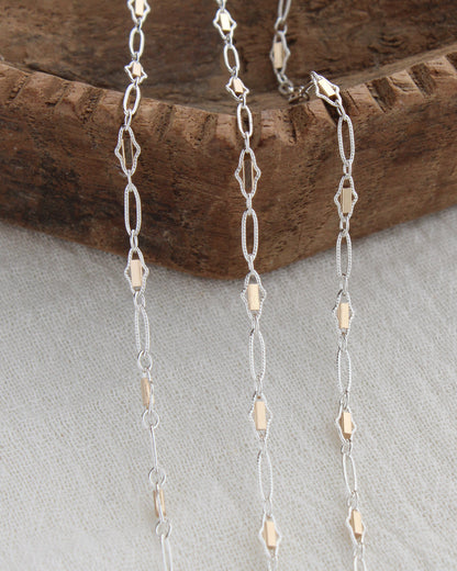 2.6mm Alternate Diamond and Oval Mixed Metal Chain, M255