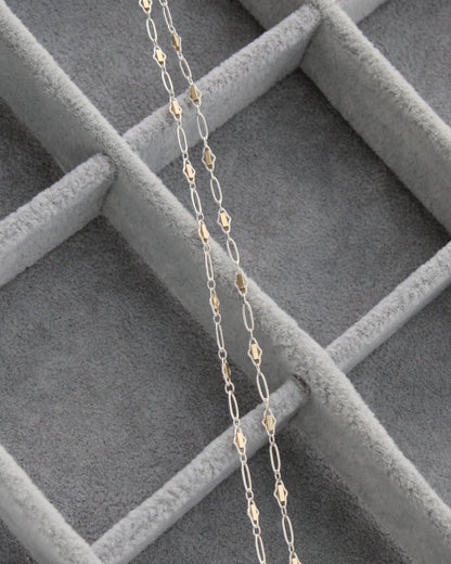 2.6mm Alternate Diamond and Oval Mixed Metal Chain, M255