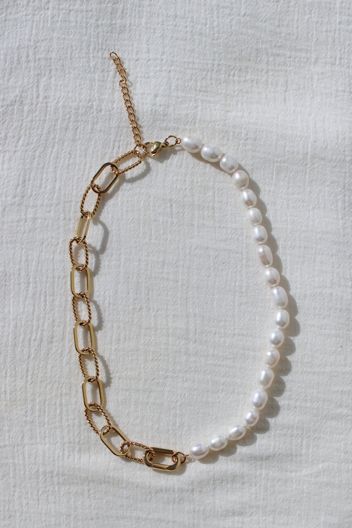 18" Pearl and Paperclip Necklace, N88