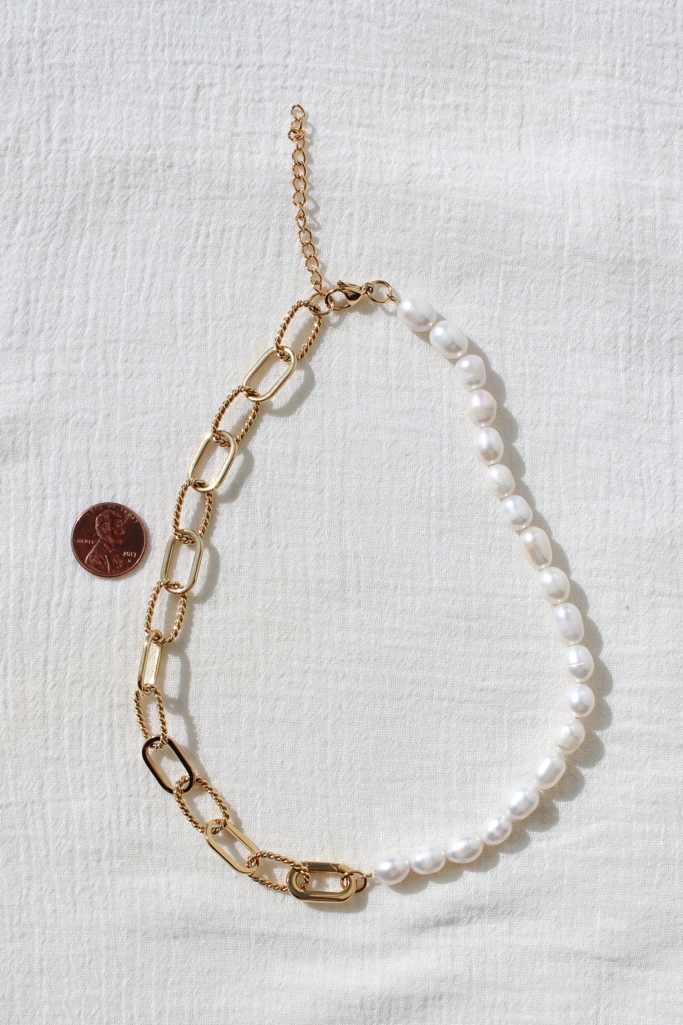 18" Pearl and Paperclip Necklace, N88