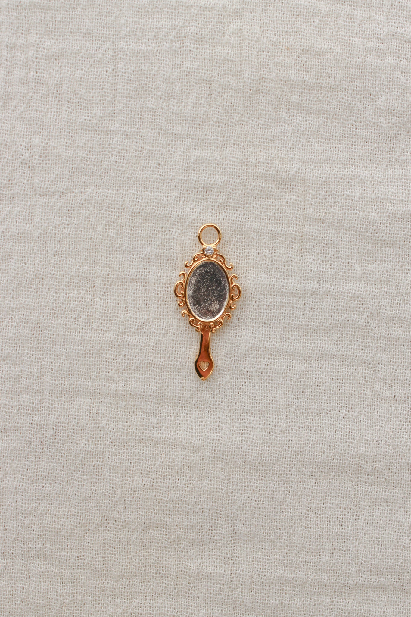 Hand Mirror Charm with Cubic Zirconia, CH297