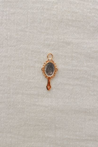 Hand Mirror Charm with Cubic Zirconia, CH297