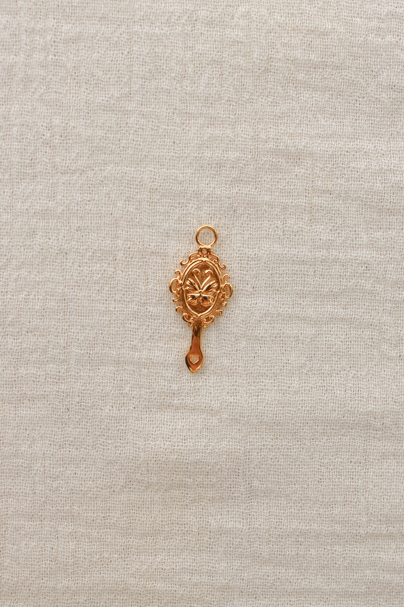 Hand Mirror Charm with Cubic Zirconia, CH297