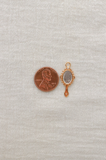 Hand Mirror Charm with Cubic Zirconia, CH297