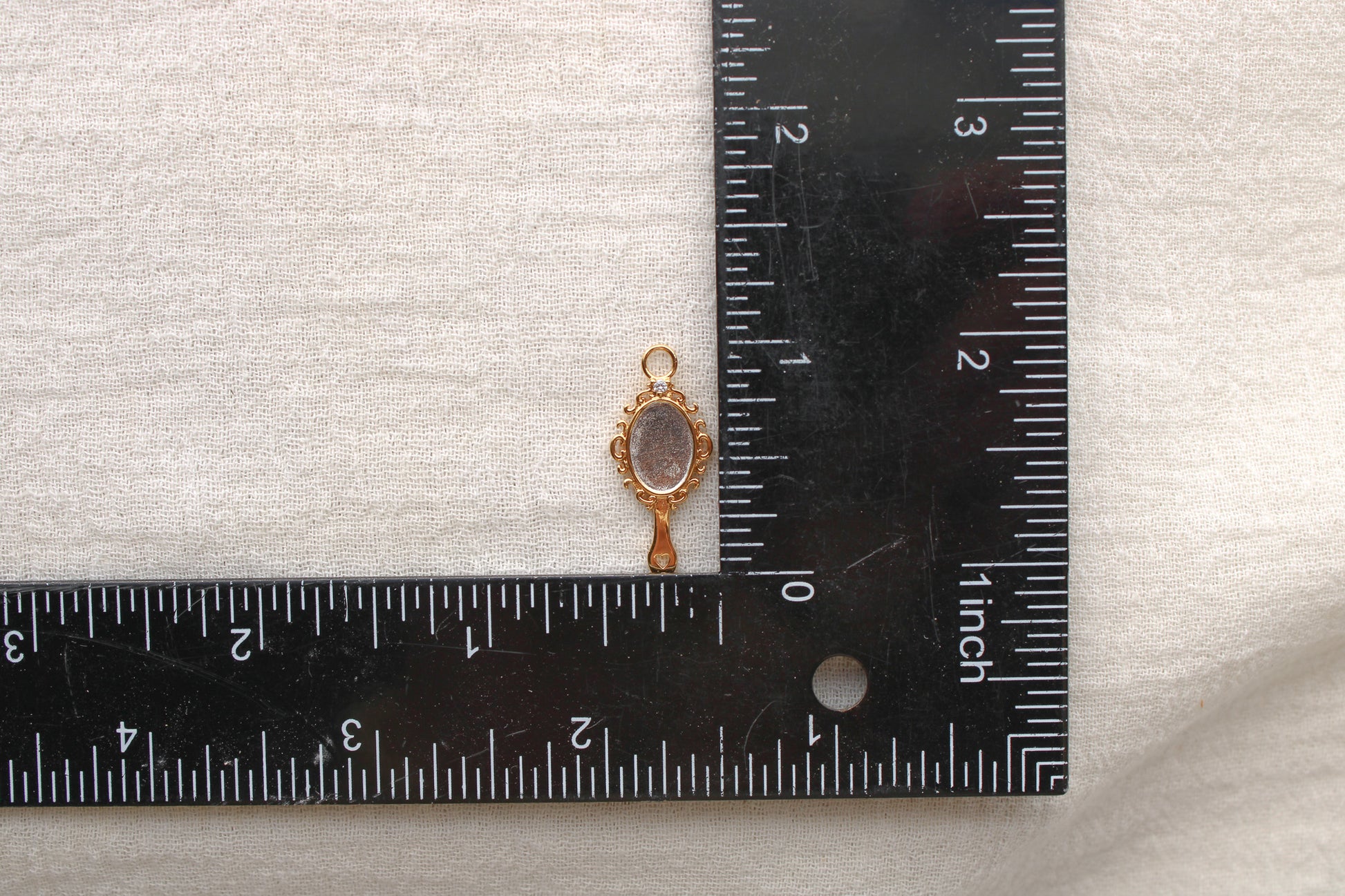 Hand Mirror Charm with Cubic Zirconia, CH297