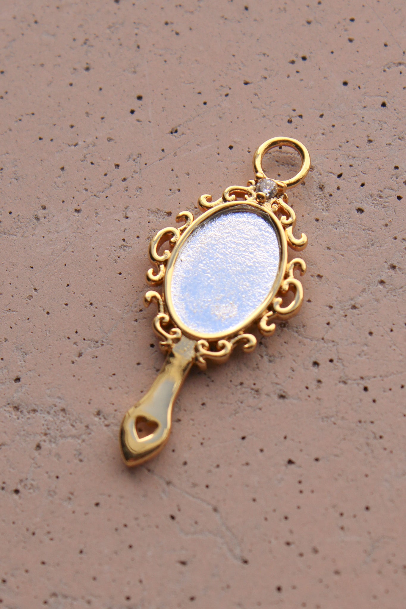 Hand Mirror Charm with Cubic Zirconia, CH297