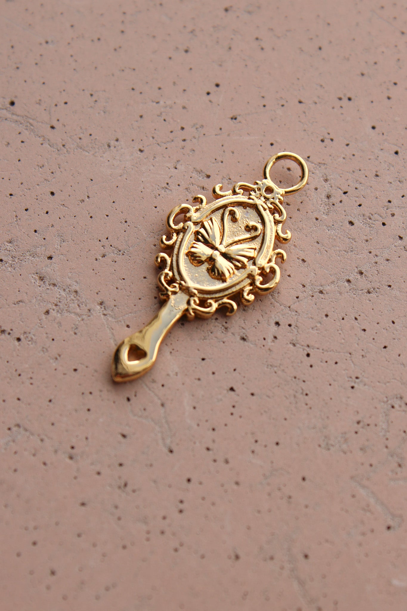 Hand Mirror Charm with Cubic Zirconia, CH297
