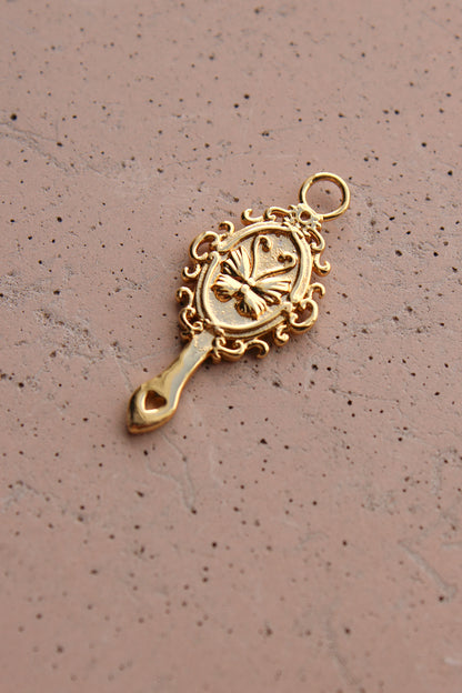 Hand Mirror Charm with Cubic Zirconia, CH297