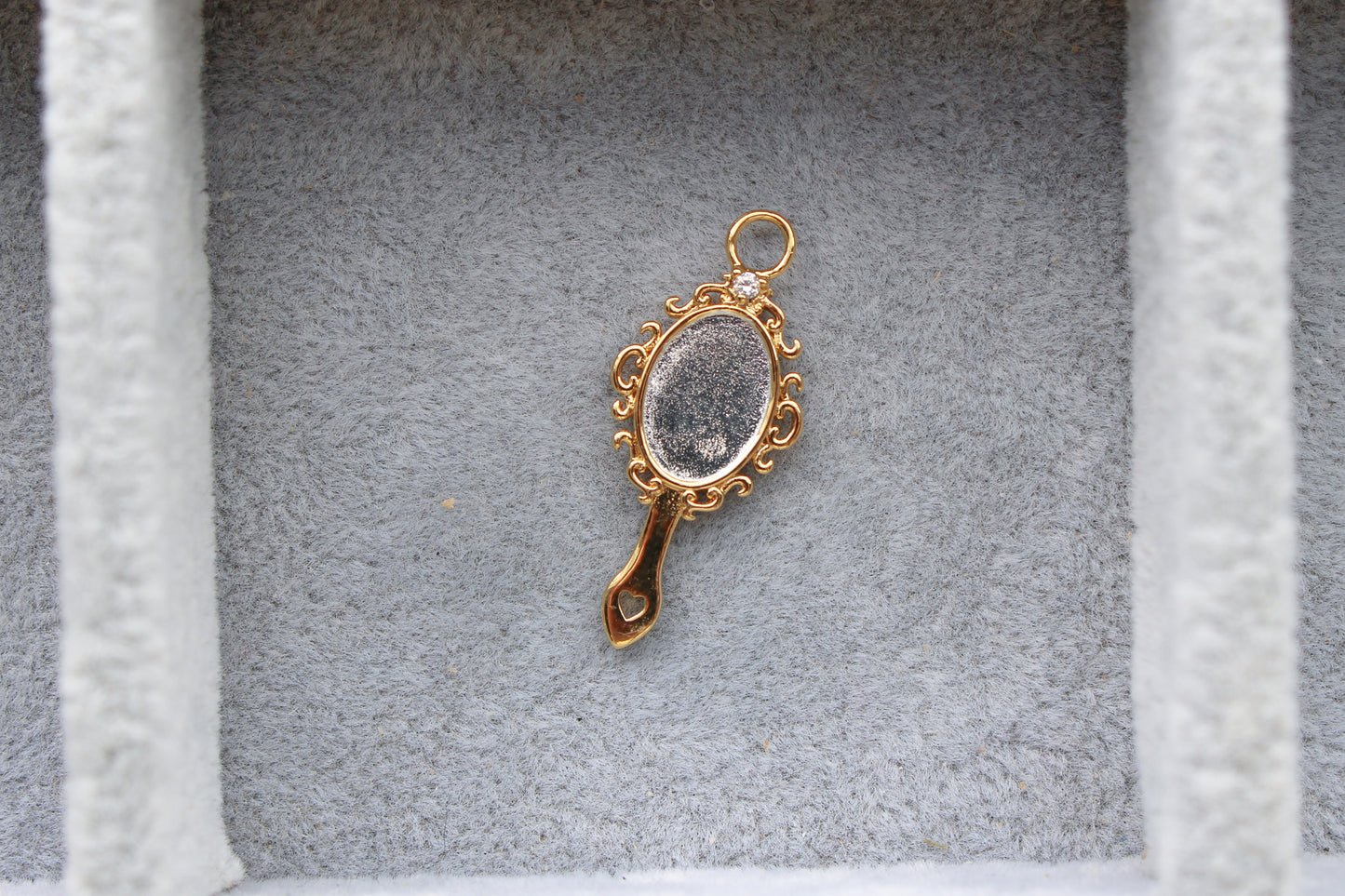 Hand Mirror Charm with Cubic Zirconia, CH297
