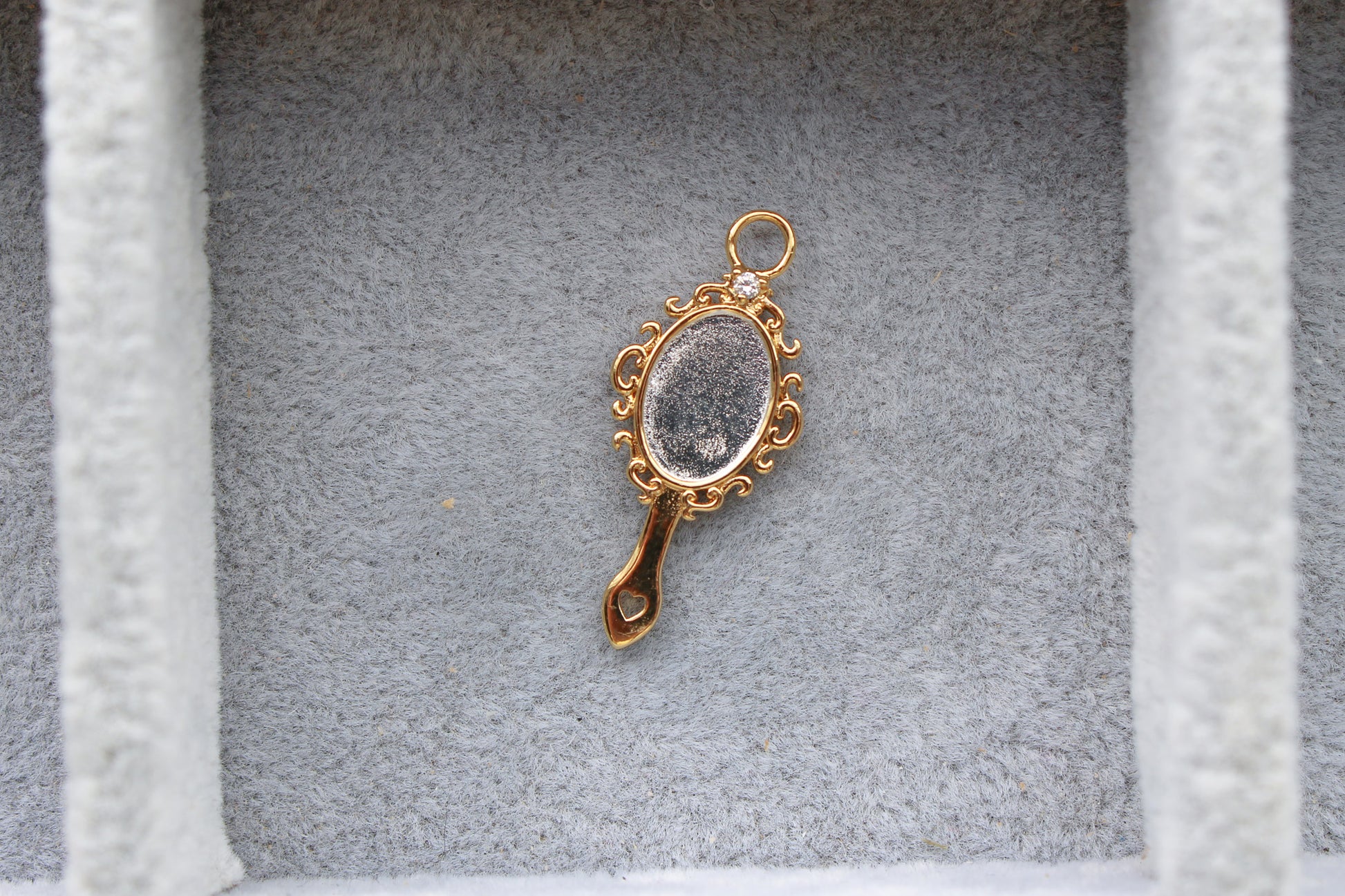 Hand Mirror Charm with Cubic Zirconia, CH297