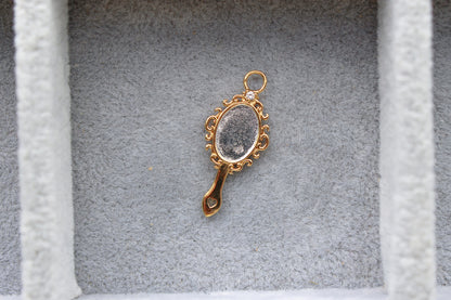 Hand Mirror Charm with Cubic Zirconia, CH297