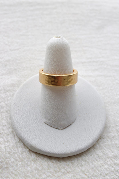 5mm 18K Gold Plated Hammered Cubic Zirconia Evil Eye Ring, R56