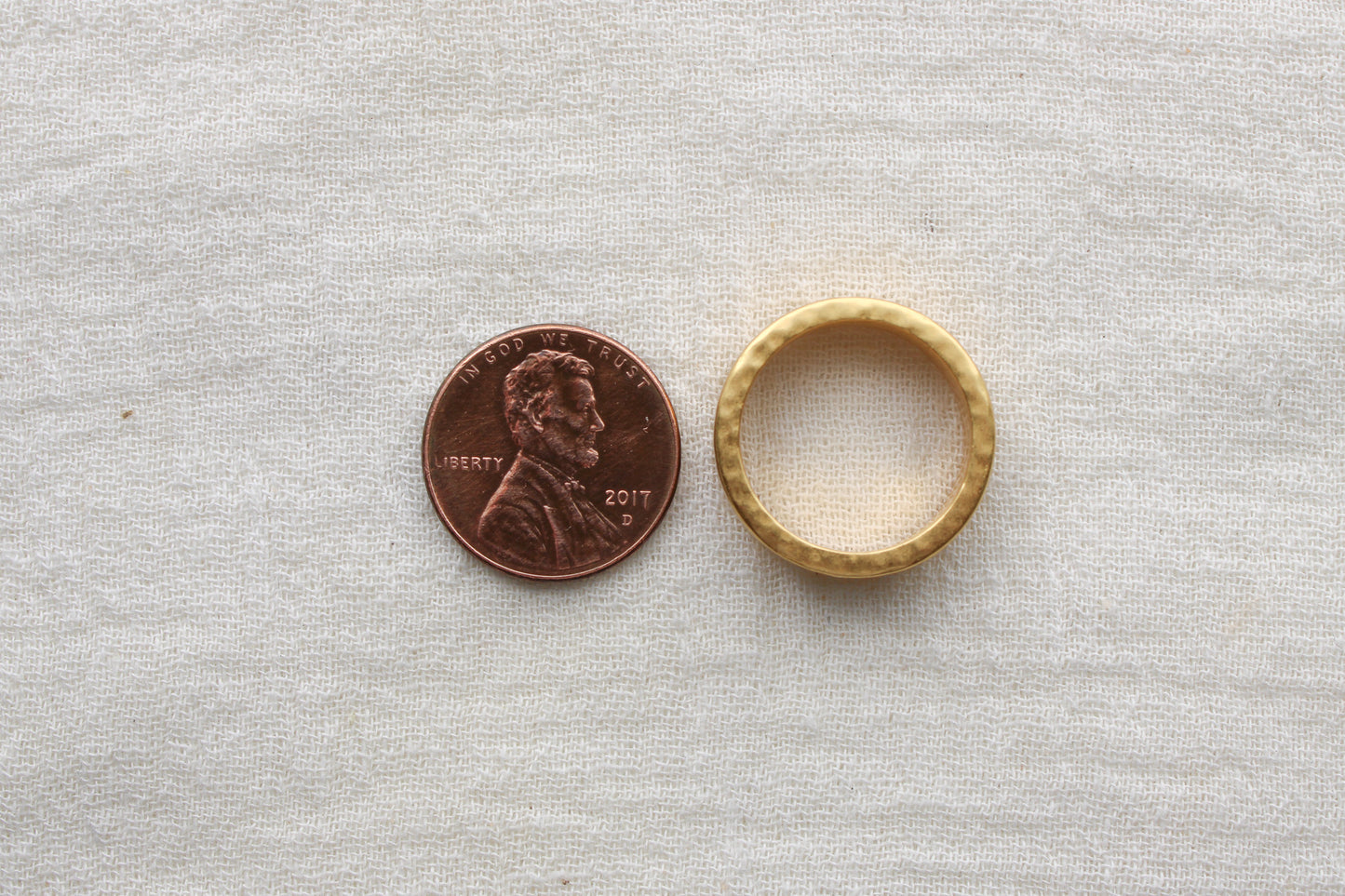 5mm 18K Gold Plated Hammered Cubic Zirconia Evil Eye Ring, R56
