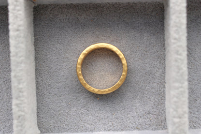5mm 18K Gold Plated Hammered Cubic Zirconia Evil Eye Ring, R56