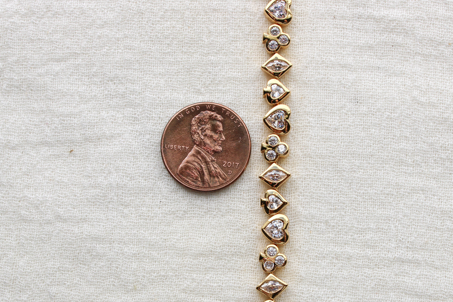 All White CZ Poker Tennis Bracelet, BR57