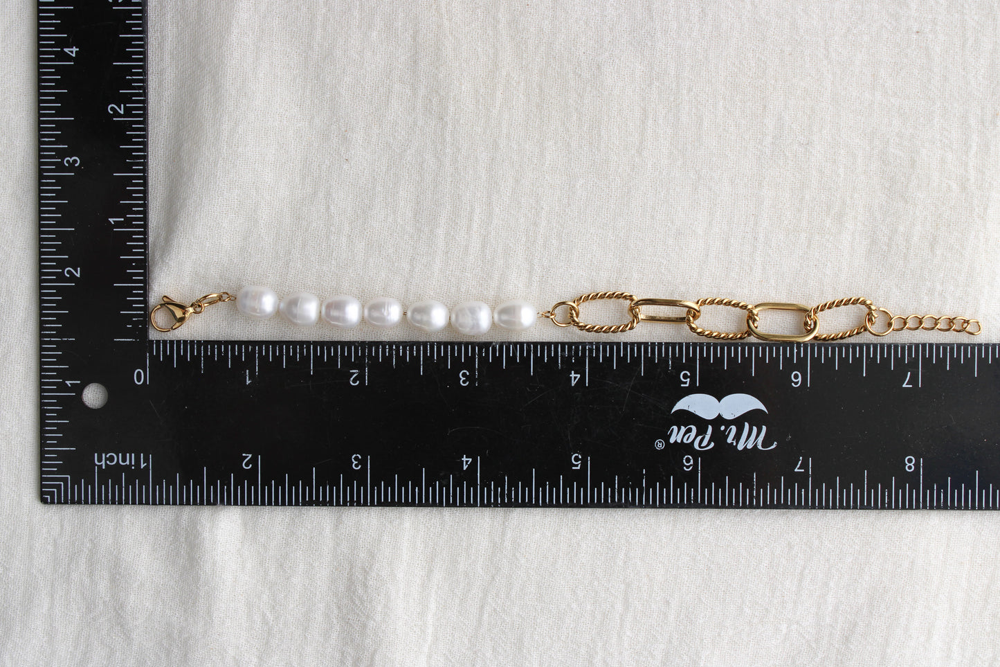 7.5" Pearl and Paperclip Bracelet, BR56
