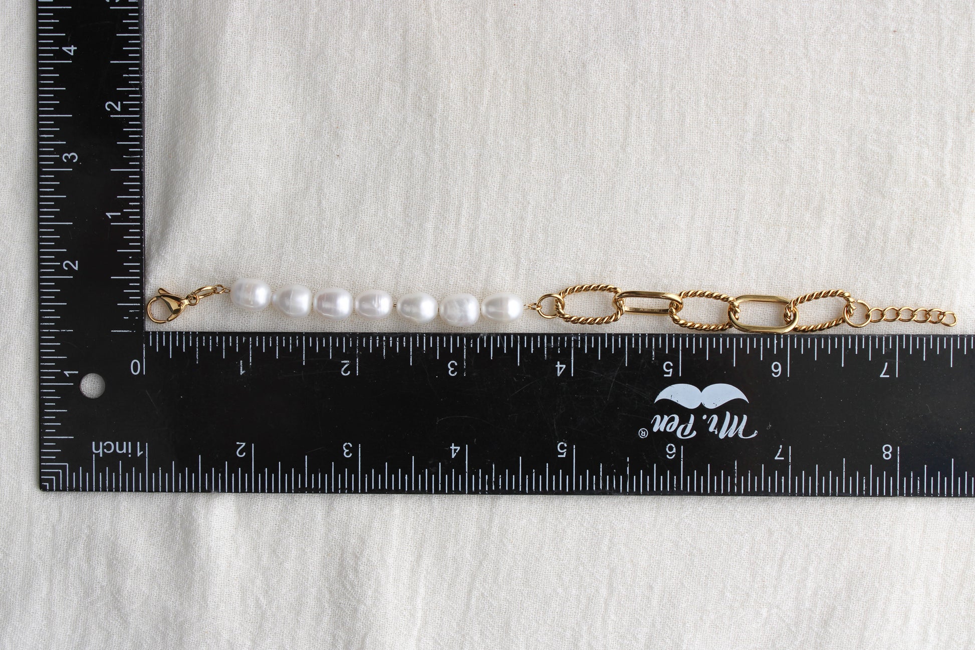 7.5" Pearl and Paperclip Bracelet, BR56